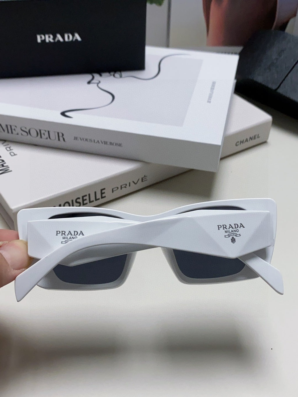 Prada 08YSF Browline Silver Lens Sunglasses for Men & Women - 465551 - detail image 4