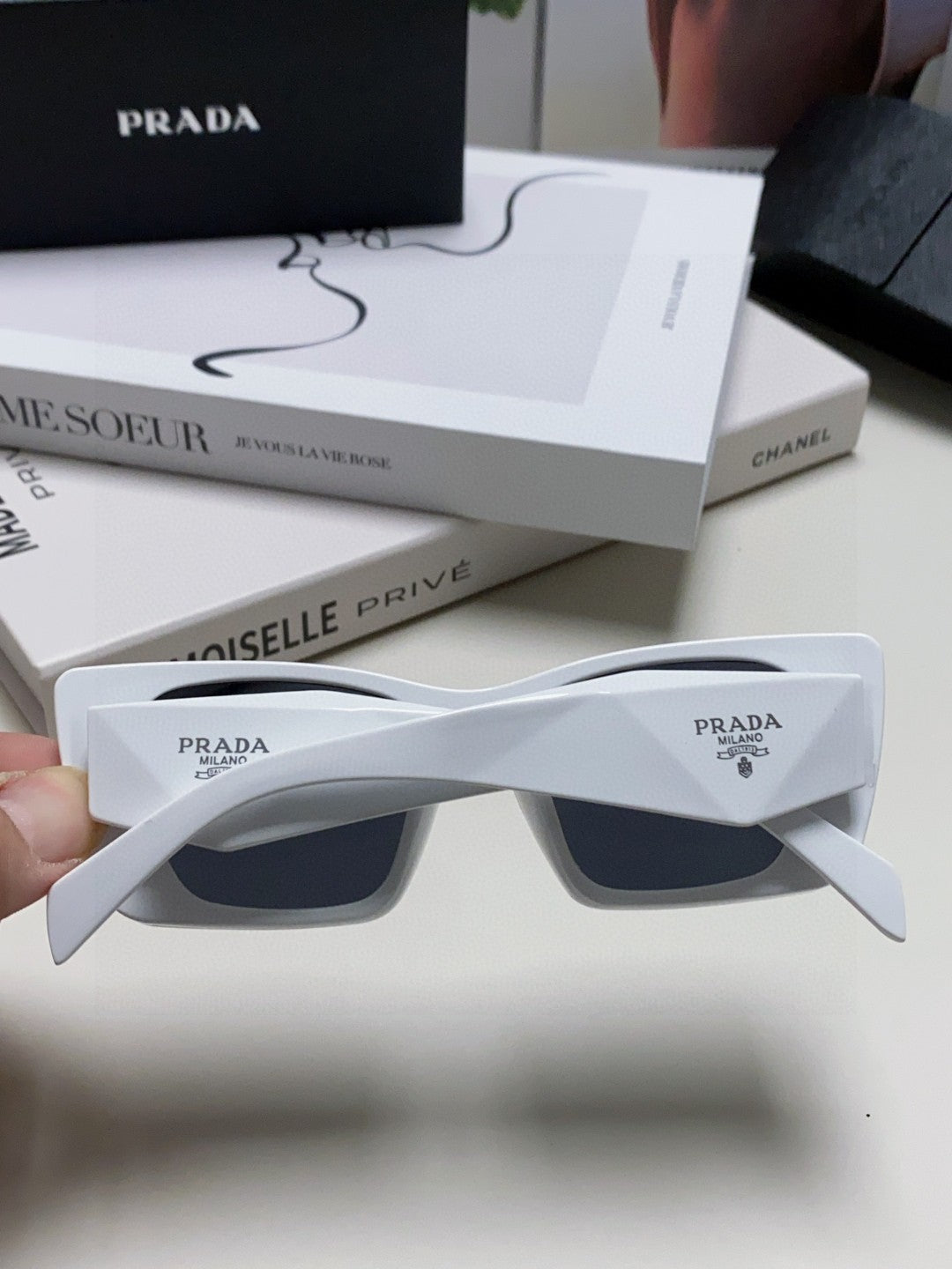 Prada 08YSF Browline Silver Lens Sunglasses for Men & Women - 465551 - detail image 4