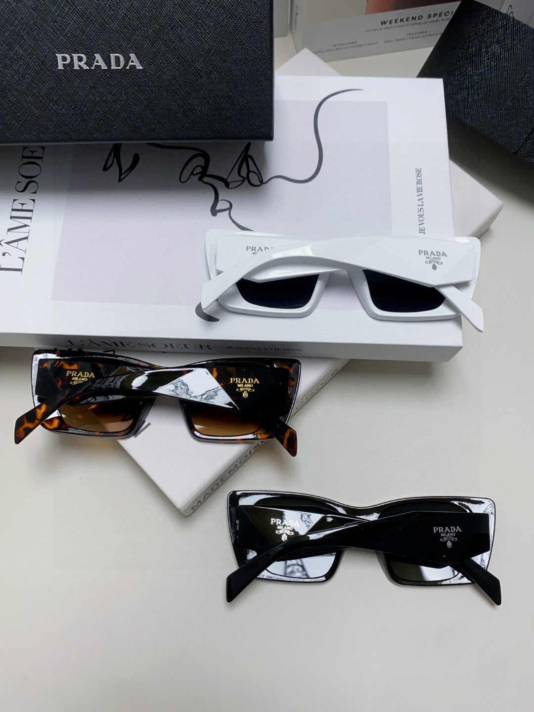 Prada 08YSF Browline Silver Lens Sunglasses for Men & Women - 465551 - detail image 8