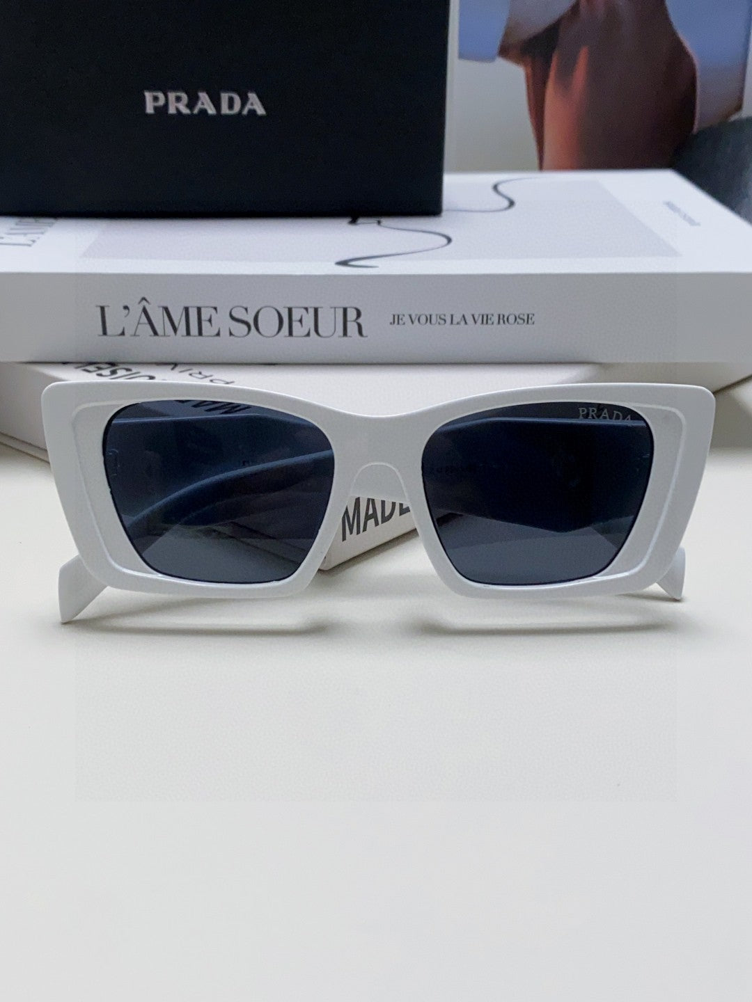 Prada 08YSF Browline Silver Lens Sunglasses for Men & Women - 465551 - detail image 6