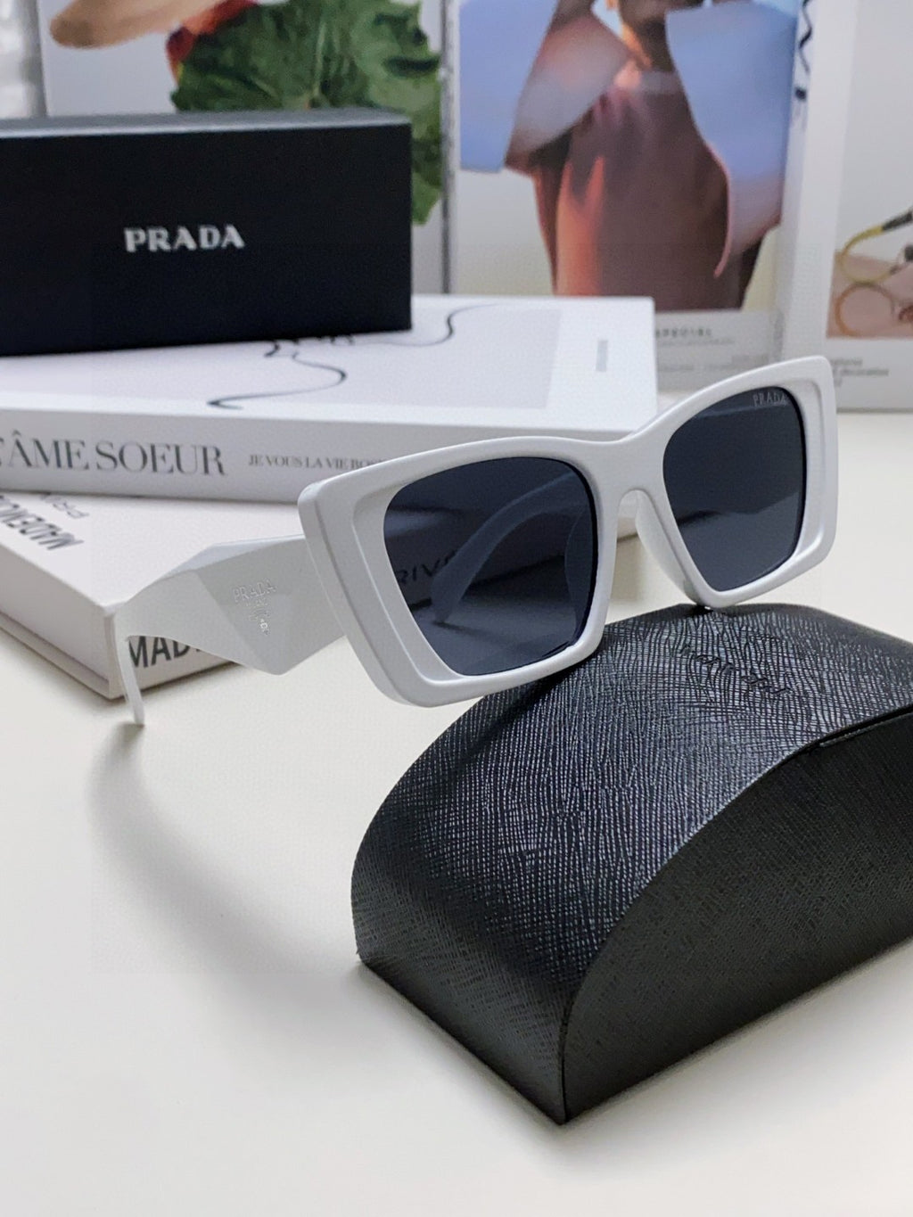 Prada 08YSF Browline Silver Lens Sunglasses for Men & Women - 465551 - detail image 7