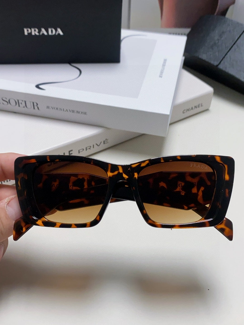 Prada 08YSF Browline Silver Lens Sunglasses for Men & Women - detail image 3