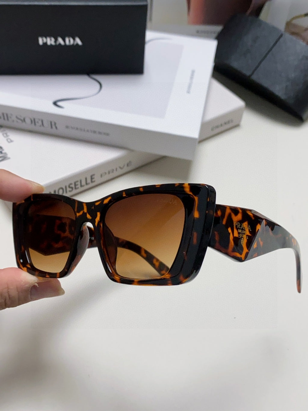 Prada 08YSF Browline Silver Lens Sunglasses for Men & Women - detail image 5