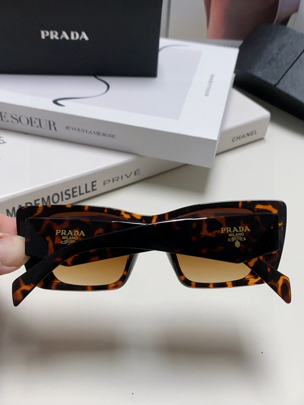 Prada 08YSF Browline Silver Lens Sunglasses for Men & Women - detail image 4