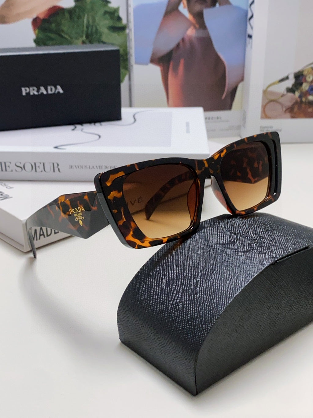 Prada 08YSF Browline Silver Lens Sunglasses for Men & Women - detail image 7