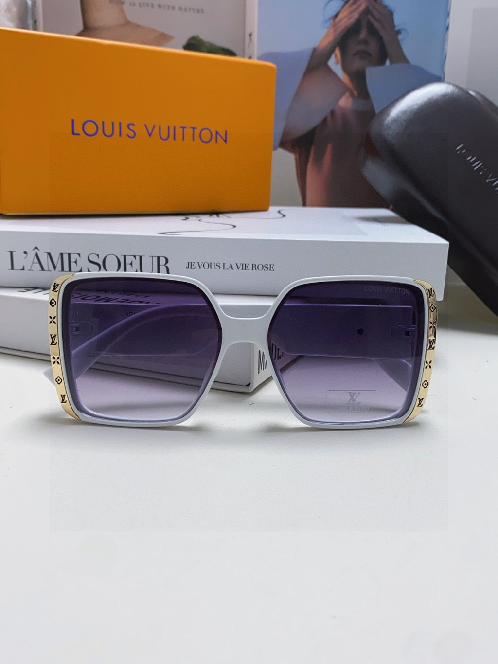 Louis Vuitton Square Red Lens Sunglasses for Women - detail image 6