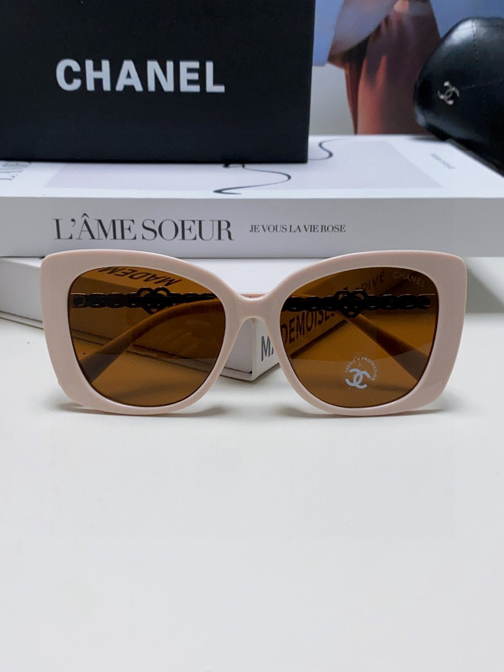 Chanel Metal Cat-Eye Brown Lens Sunglasses for Women - detail image 6