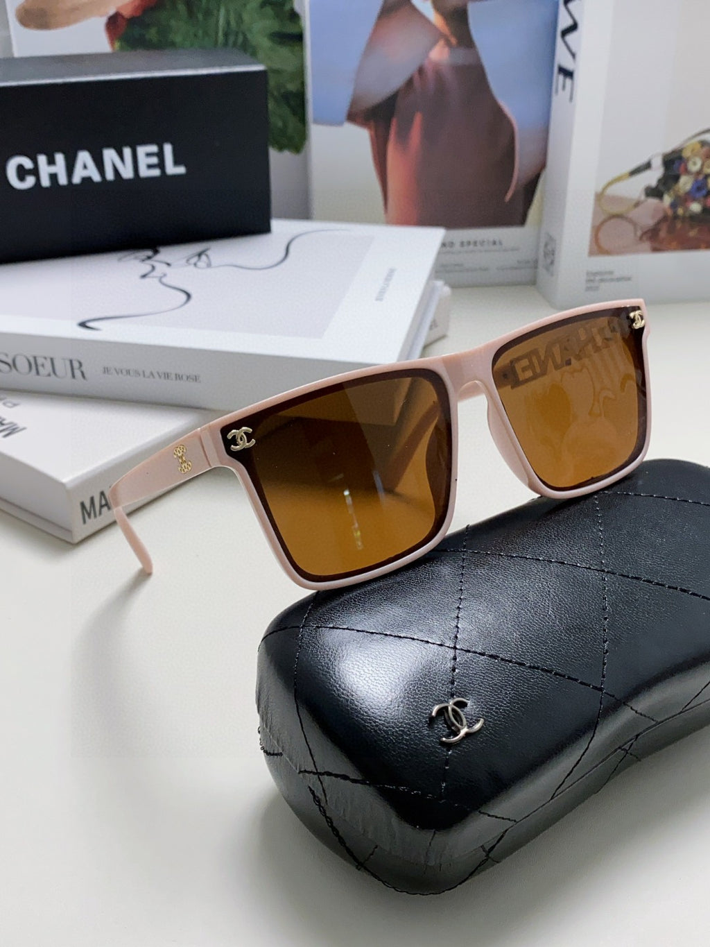 Chanel Polarized Square Brown Lens Sunglasses for Women - detail image 6