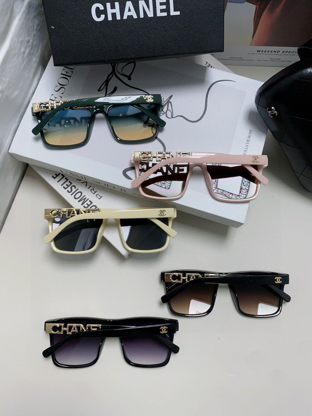Chanel Polarized Square Black Lens Sunglasses for Women - detail image 7