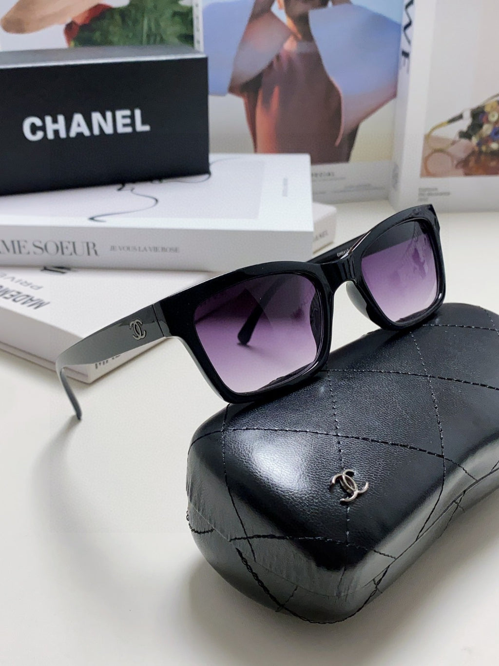 Chanel Square Gray Lens Sunglasses for Women - detail image 6