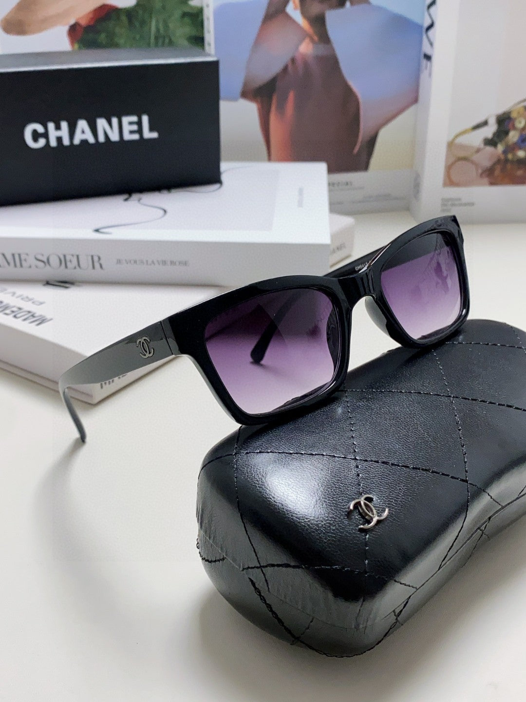 Chanel Square Gray Lens Sunglasses for Women - detail image 6