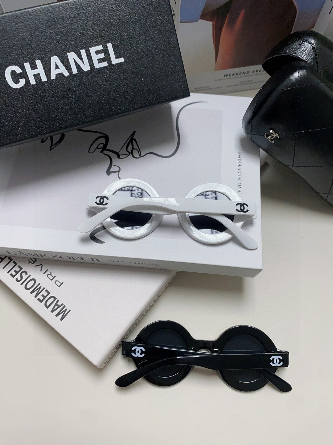 Chanel Round Black Lens Sunglasses for Women - detail image 8