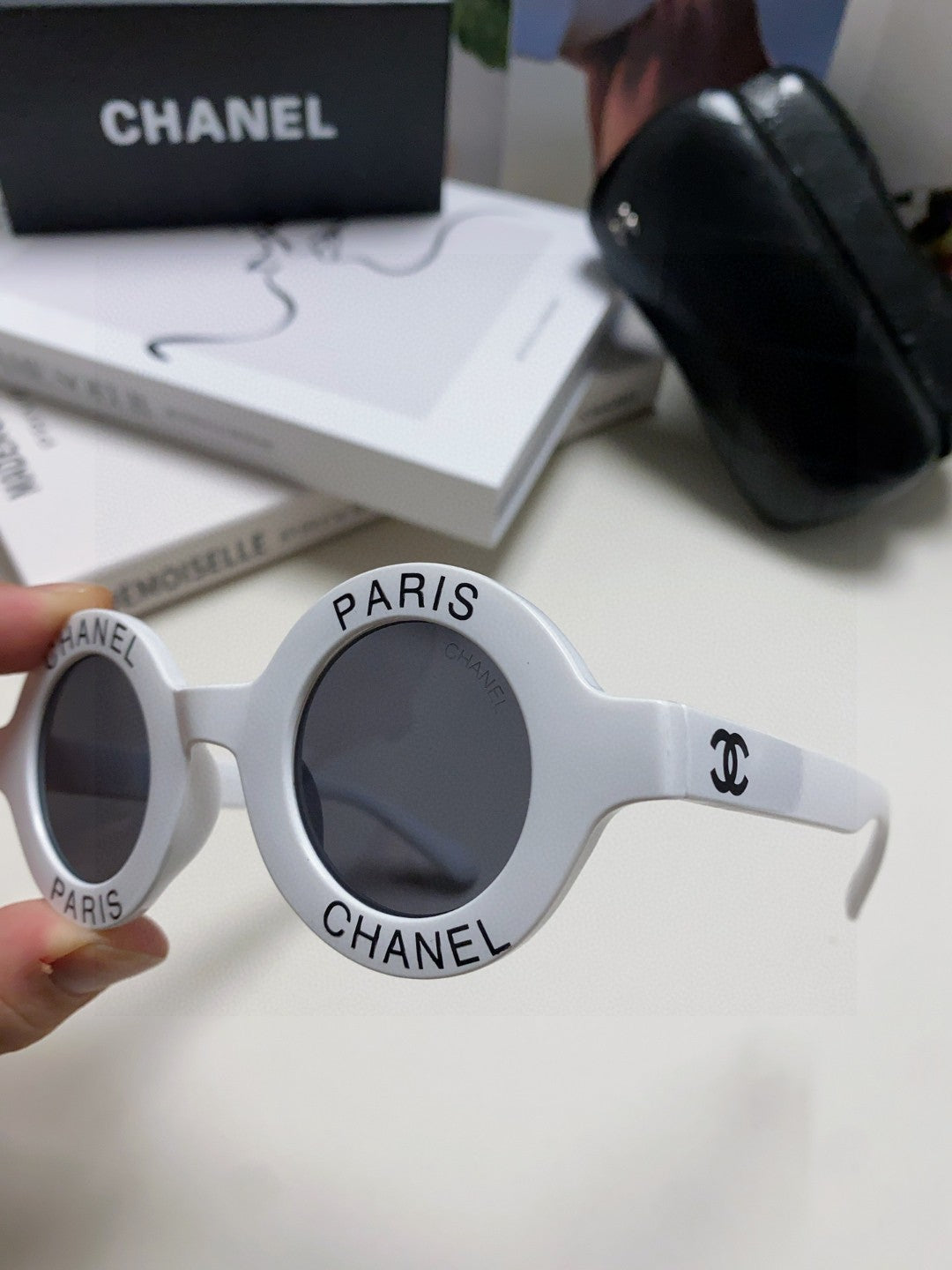 Chanel Round Gray Lens Sunglasses for Women - detail image 5