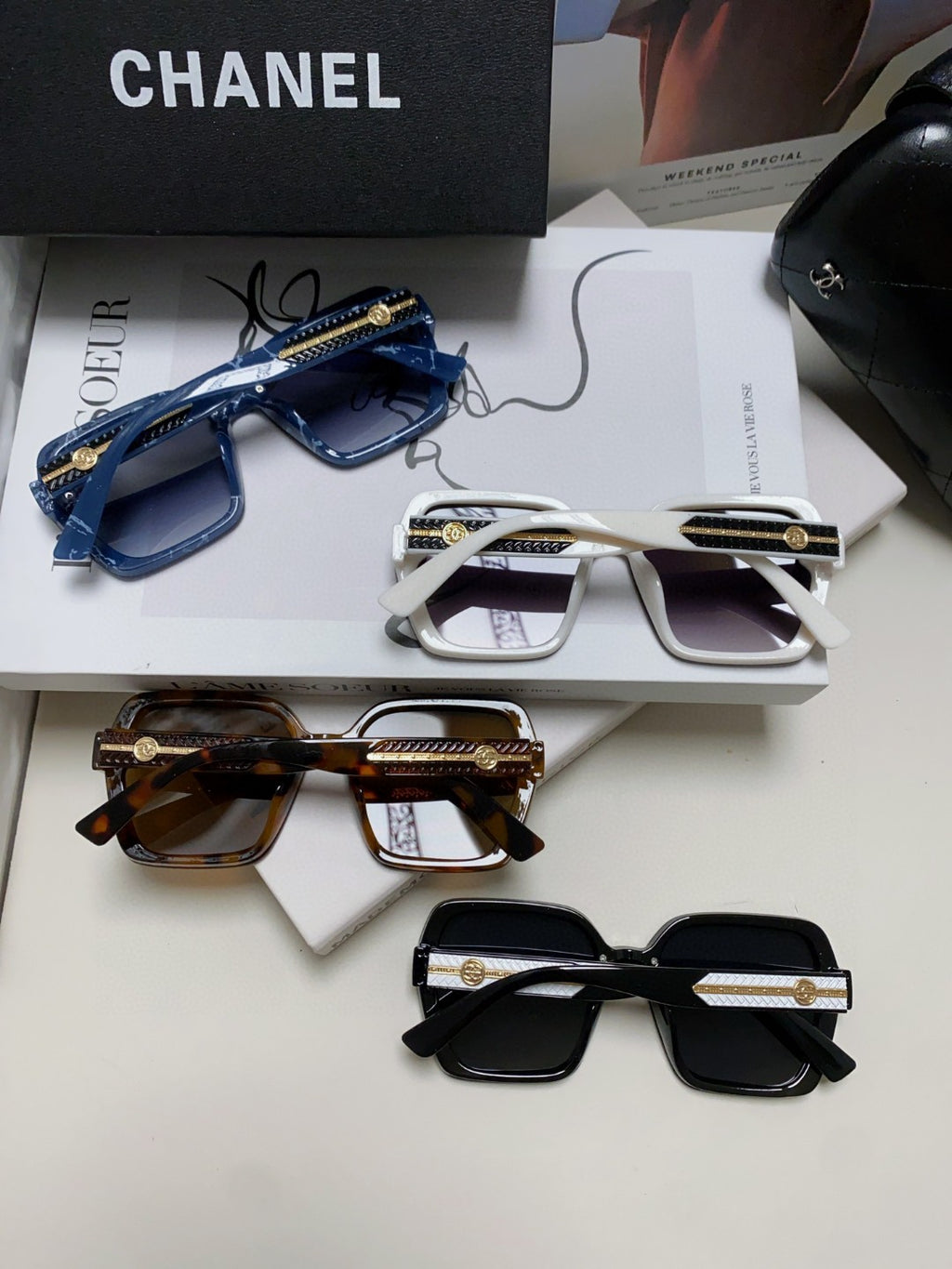 Chanel Polarized Fashion Black Lens Sunglasses for Men & Women - 465067 - detail image 8