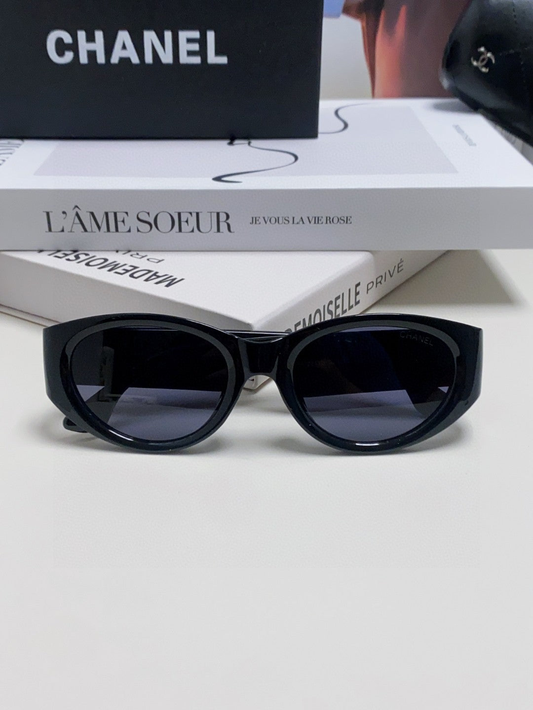 Chanel Cat-Eye Blue Lens Sunglasses for Women - 465074 - detail image 6