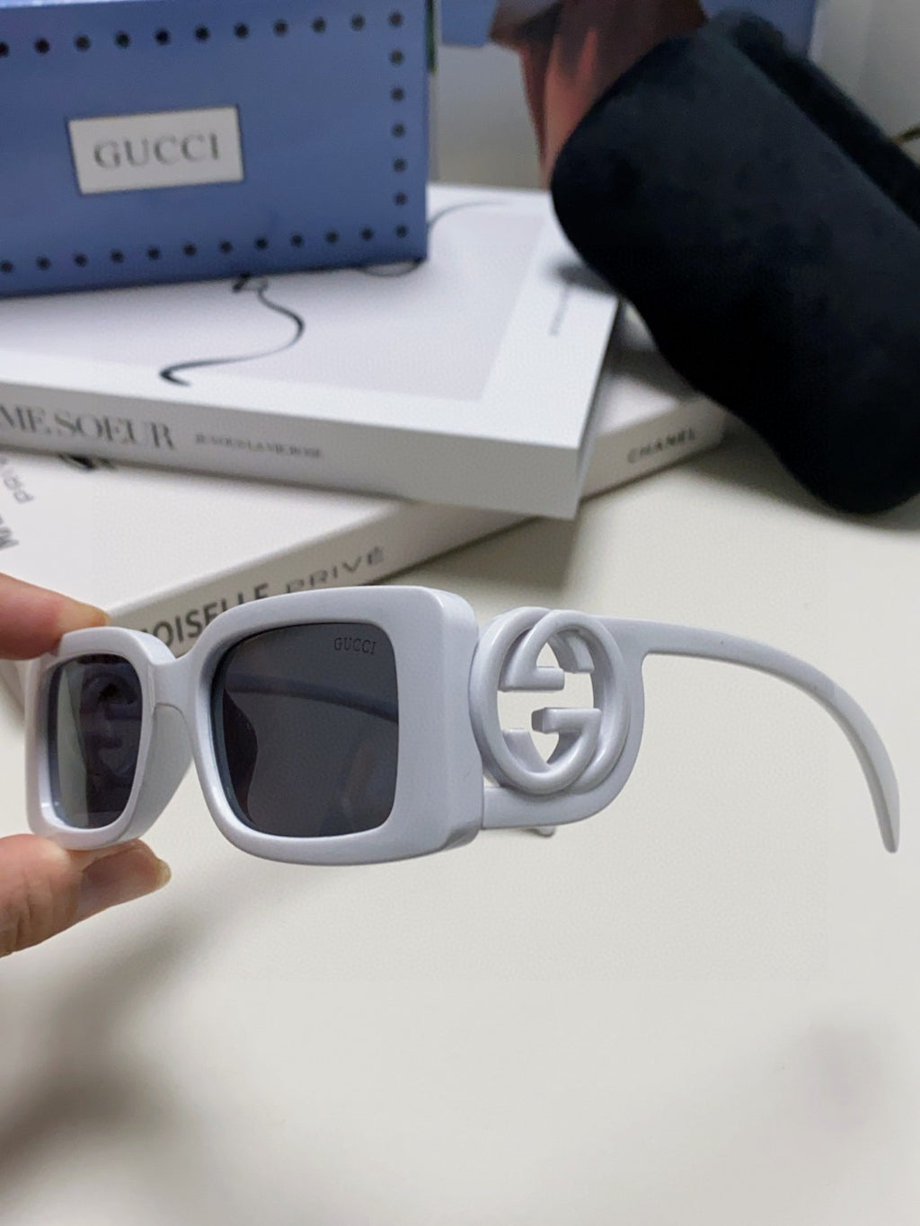 Gucci Rectangular Silver Lens Sunglasses for Men & Women - 464859 - detail image 5