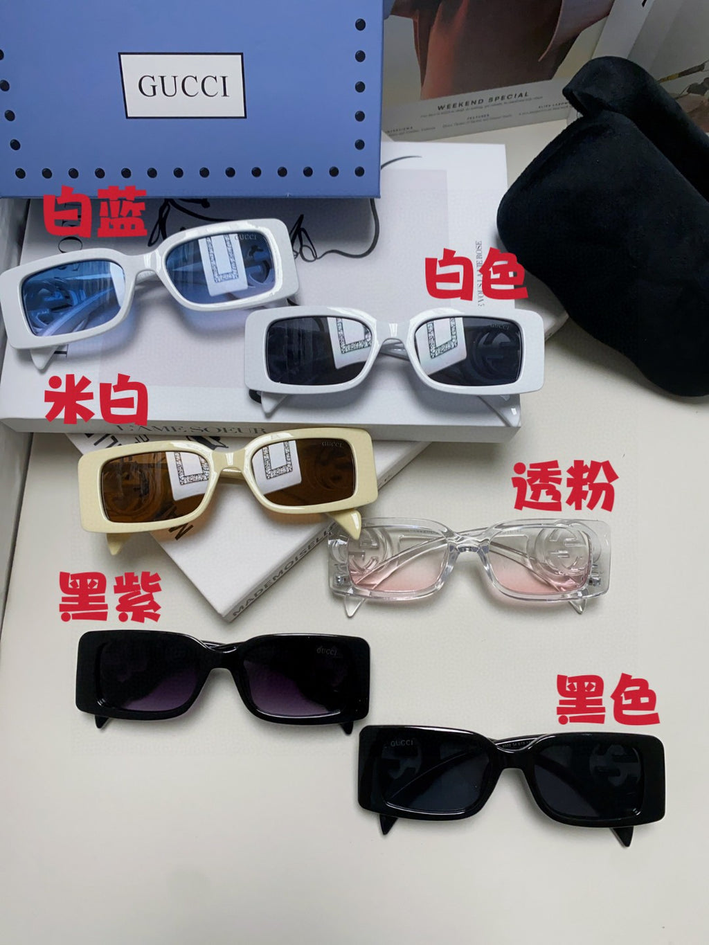Gucci Rectangular Gray Lens Sunglasses for Men & Women - detail image 9