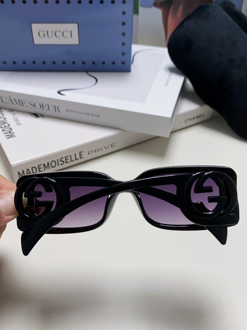 Gucci Rectangular Silver Lens Sunglasses for Men & Women - detail image 3