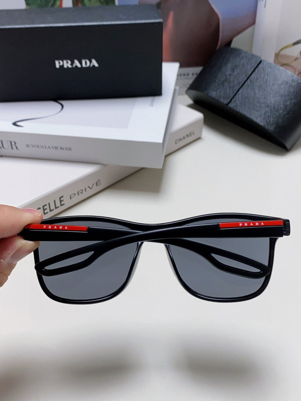 Prada Polarized Fashion Blue Lens Sunglasses for Men & Women - detail image 3