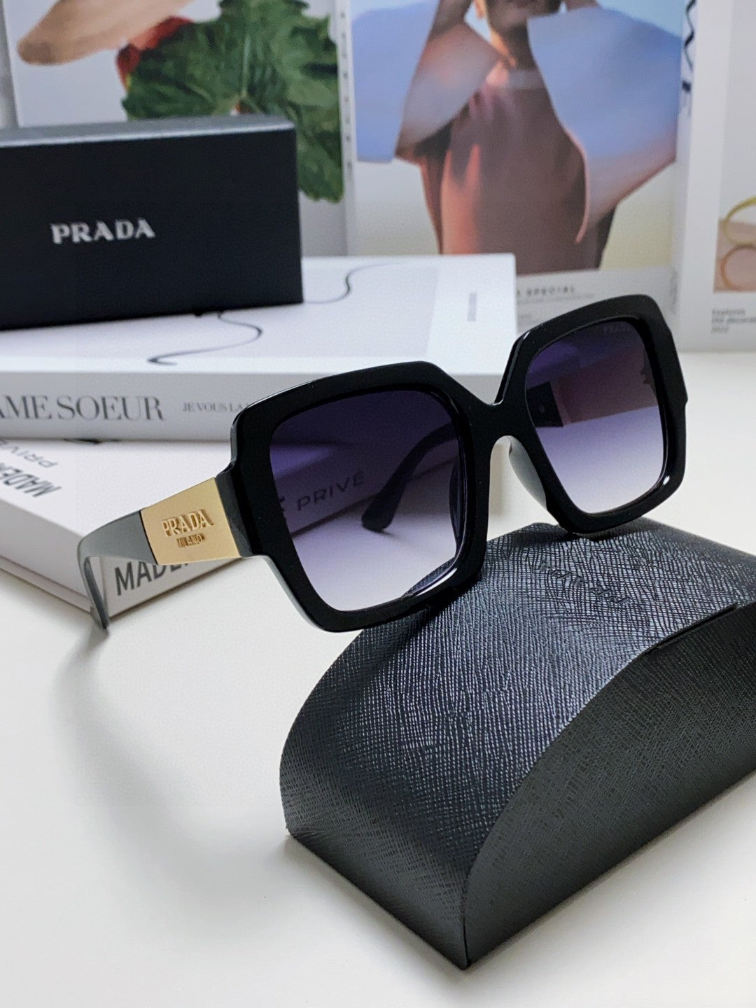 Prada Fashion Black Lens Sunglasses for Men & Women - 415716 - detail image 7