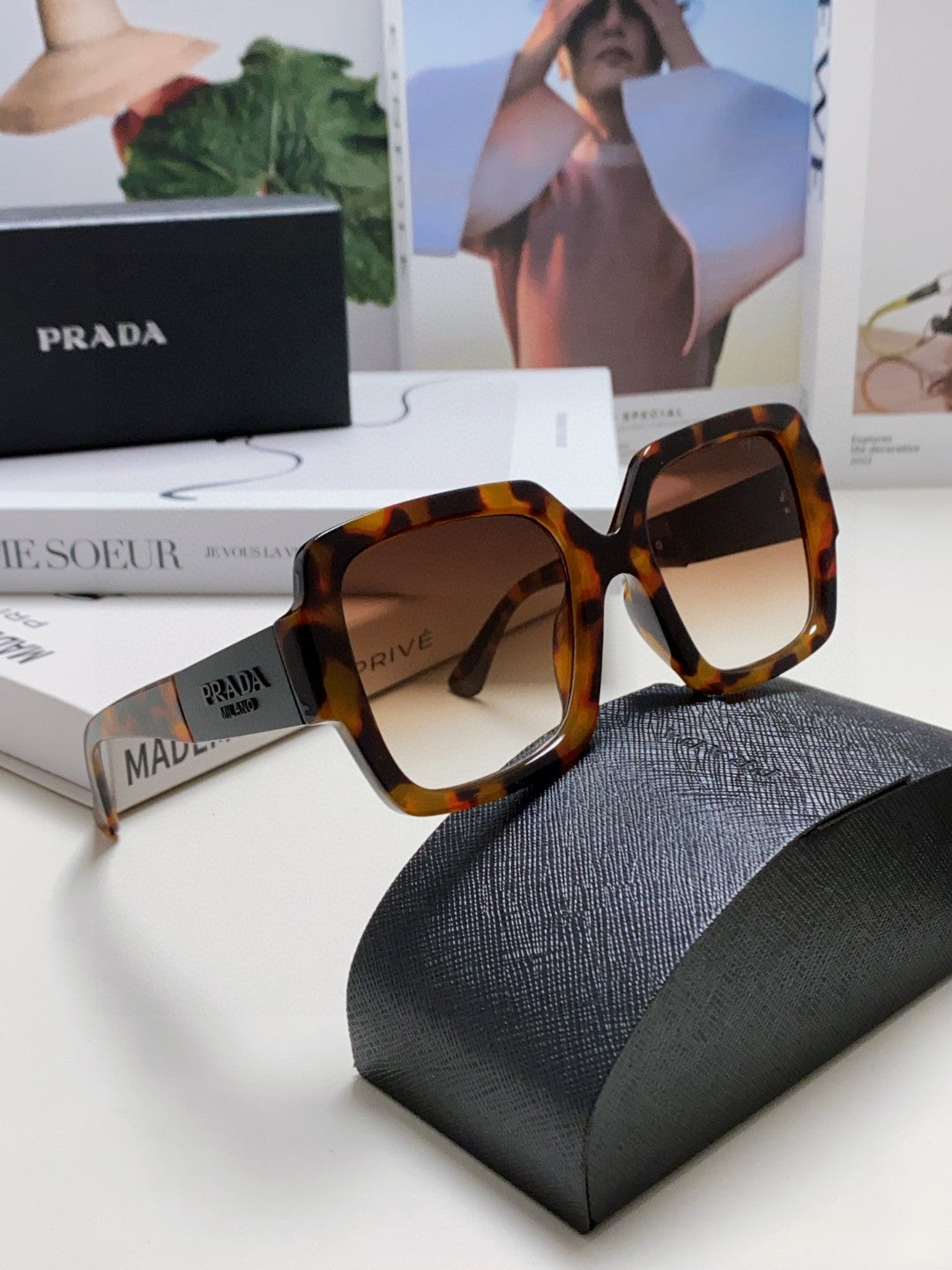 Prada Fashion Brown Lens Sunglasses for Men & Women - 487119 - detail image 9