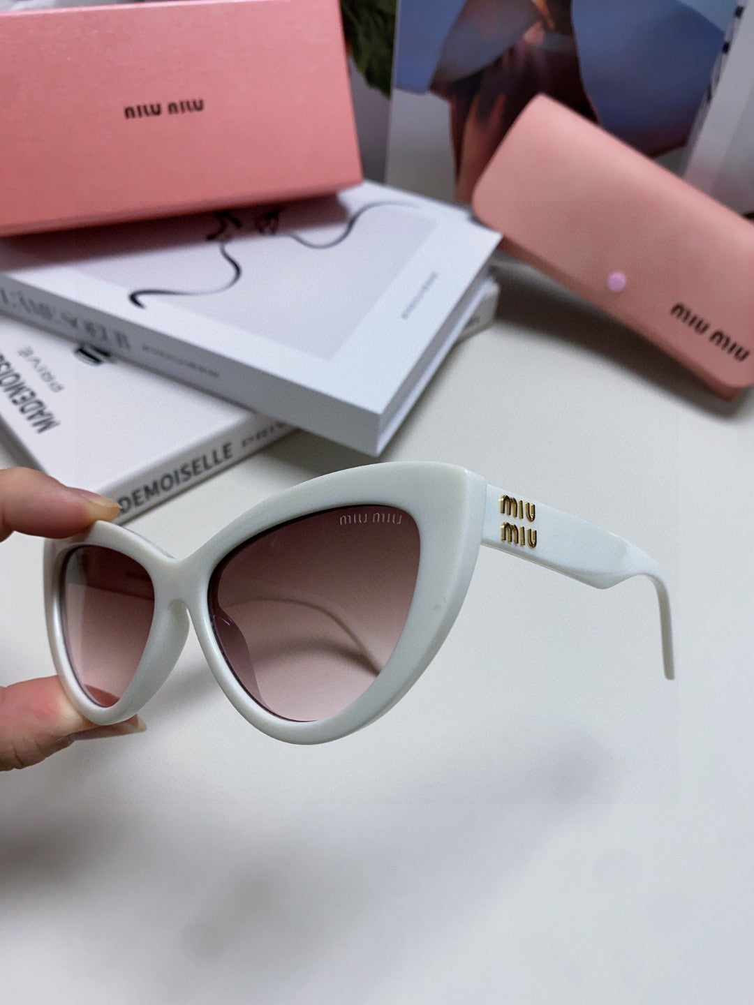 Miu Miu Cat-Eye Silver Lens Sunglasses for Men & Women - 998415 - detail image 5