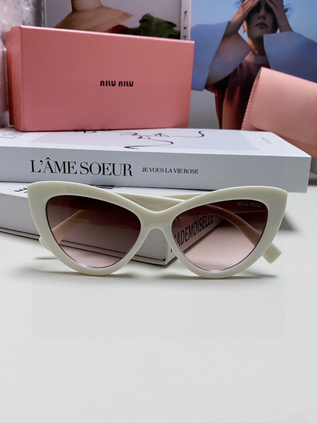 Miu Miu Cat-Eye Silver Lens Sunglasses for Men & Women - 998415 - detail image 6