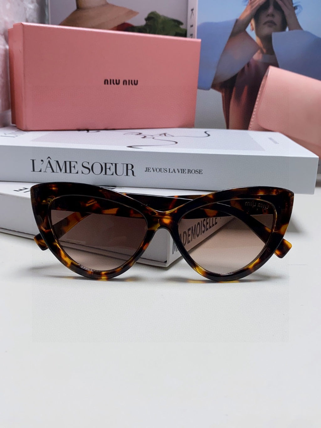 Miu Miu Cat-Eye Brown Lens Sunglasses for Men & Women - detail image 8