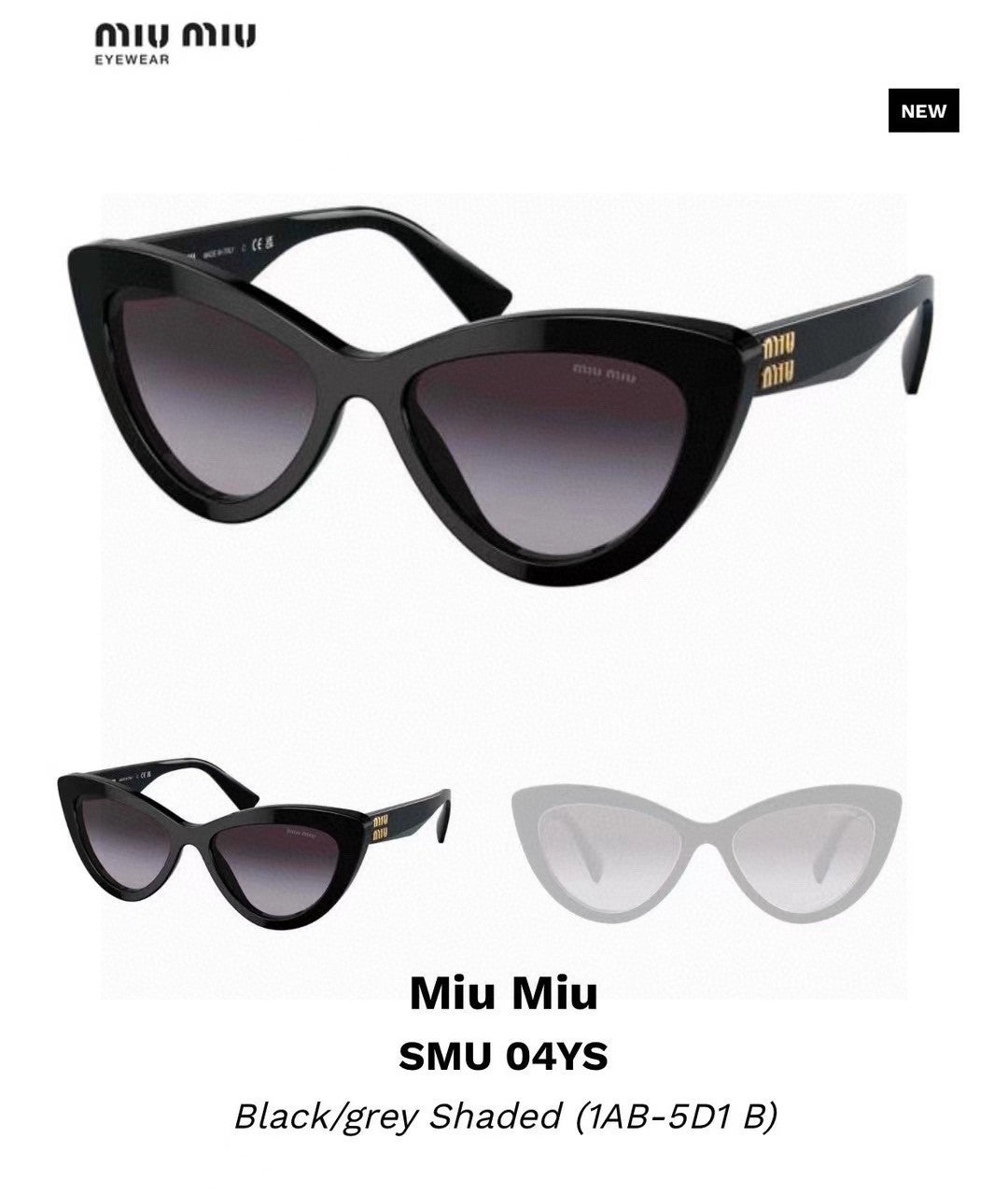 Miu Miu Cat-Eye Gray Lens Sunglasses for Men & Women