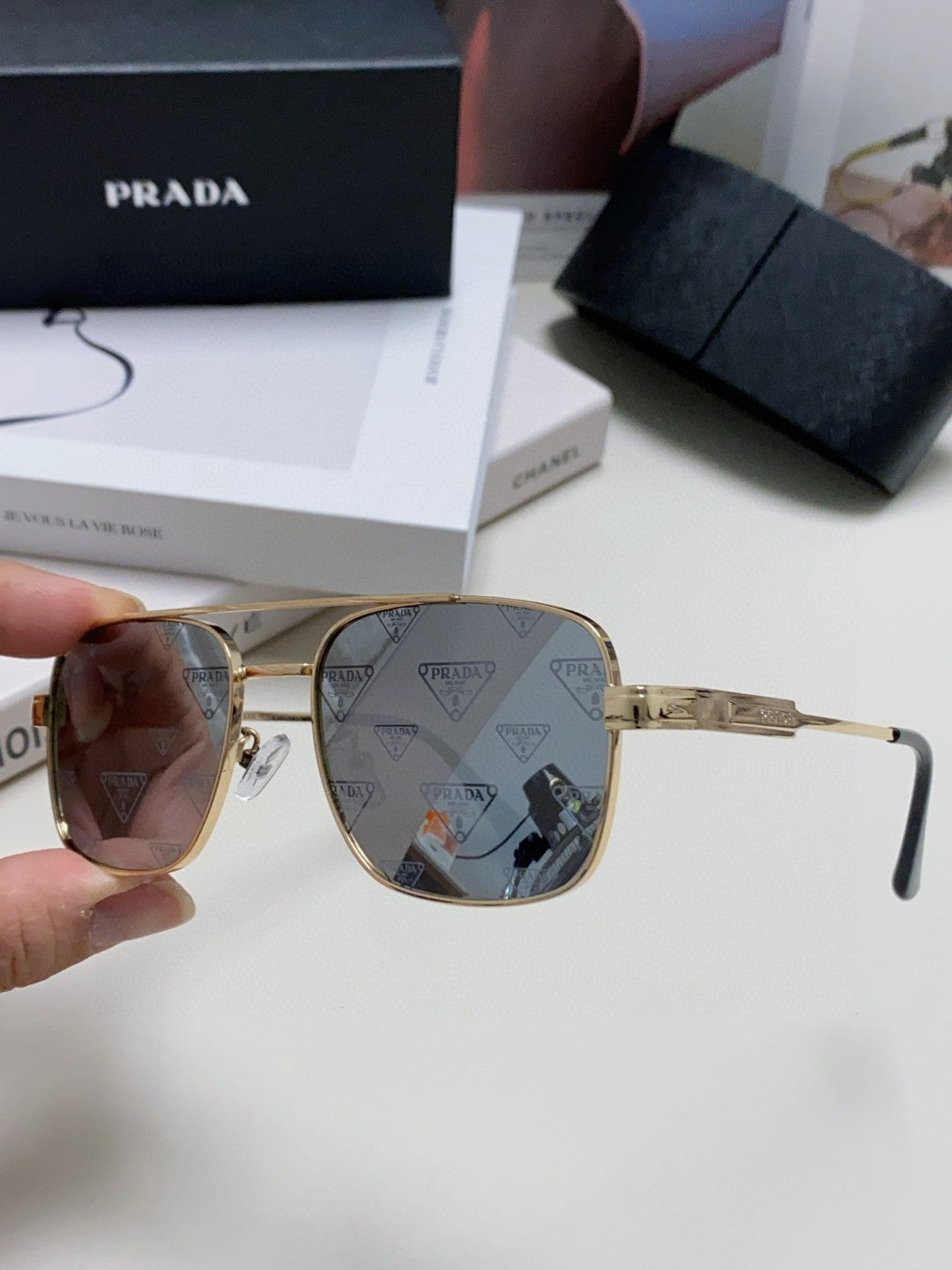 Prada Square Silver Lens Sunglasses for Men & Women - 487175 - detail image 5