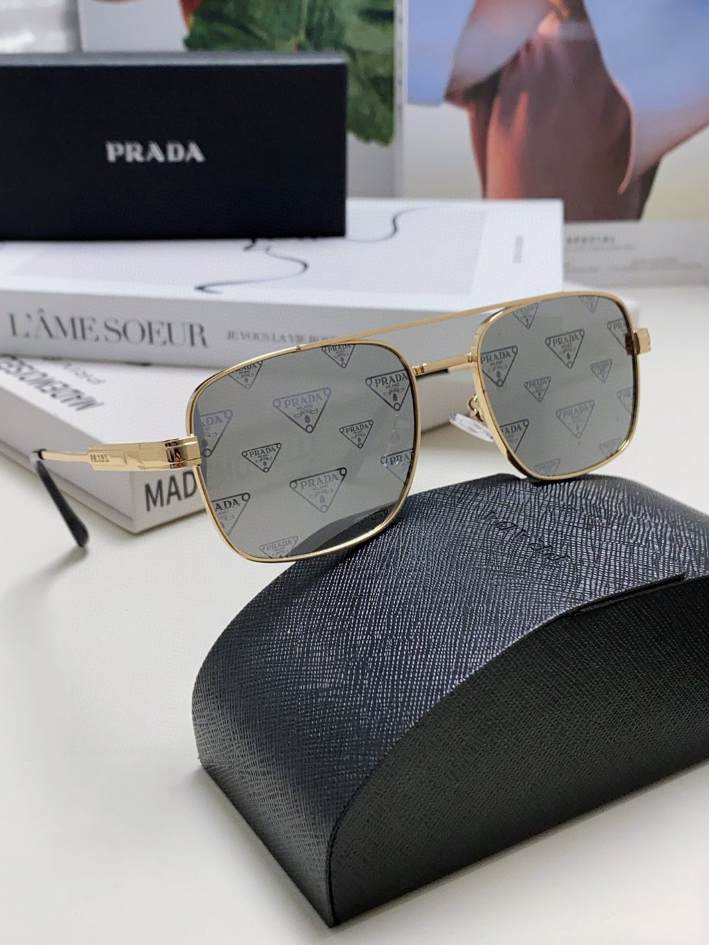 Prada Square Silver Lens Sunglasses for Men & Women - 487175 - detail image 7