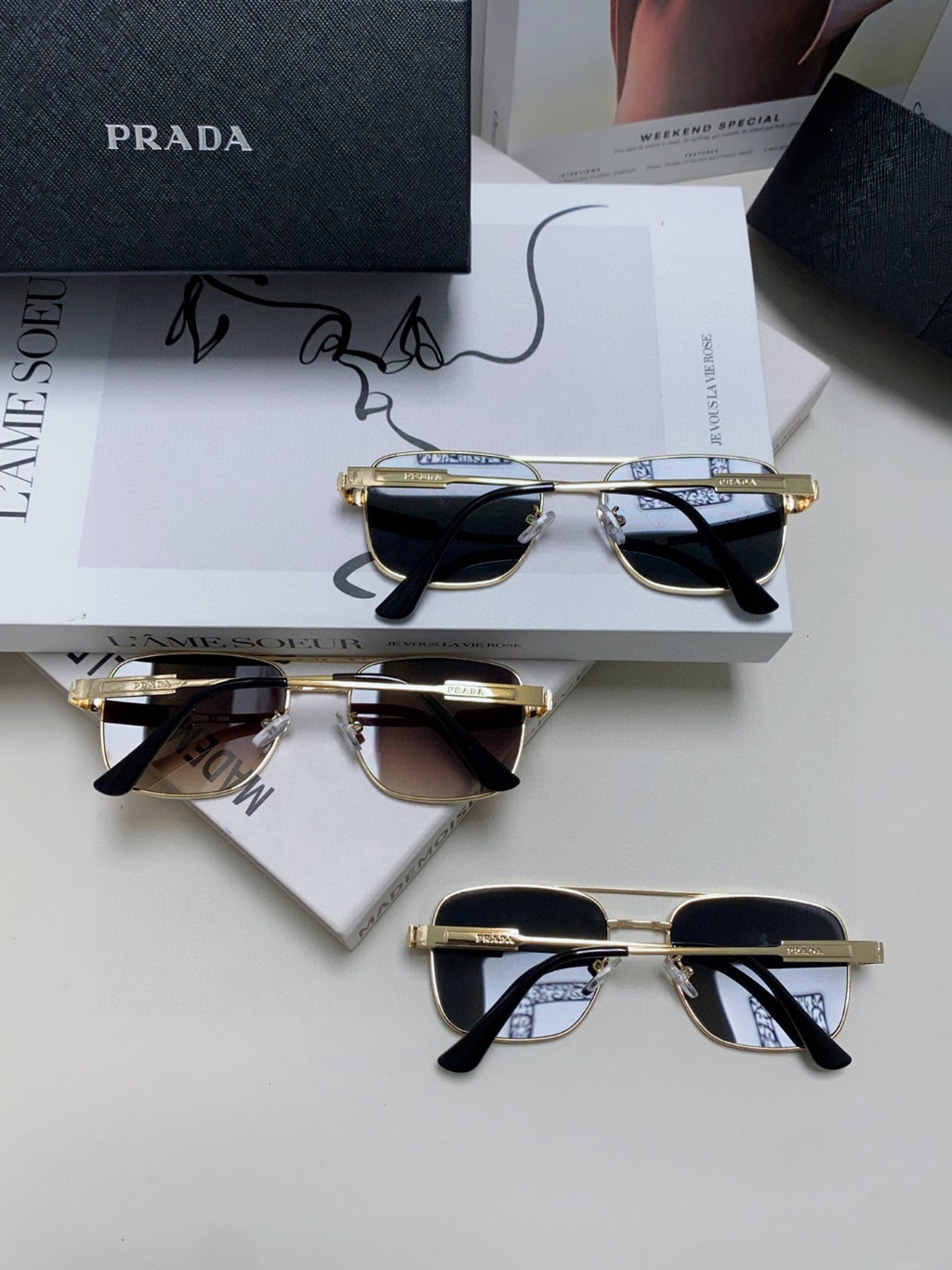 Prada Square Silver Lens Sunglasses for Men & Women - 432160 - detail image 8