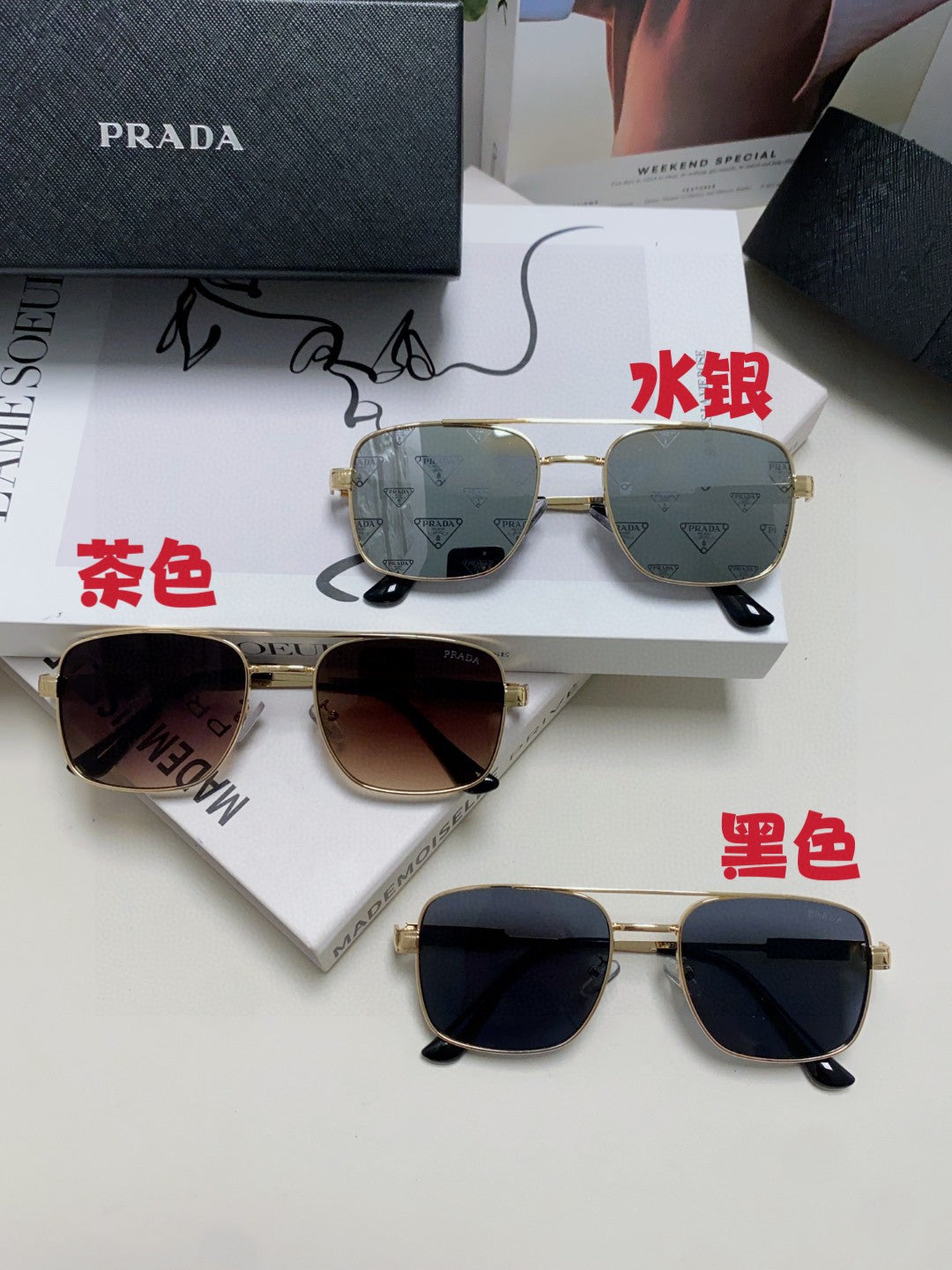 Prada Square Silver Lens Sunglasses for Men & Women - 432160 - detail image 9