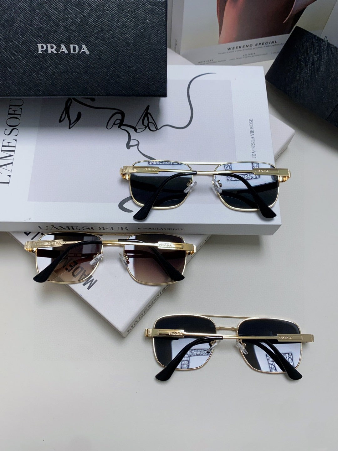 Prada Square Silver Lens Sunglasses for Men & Women - detail image 7