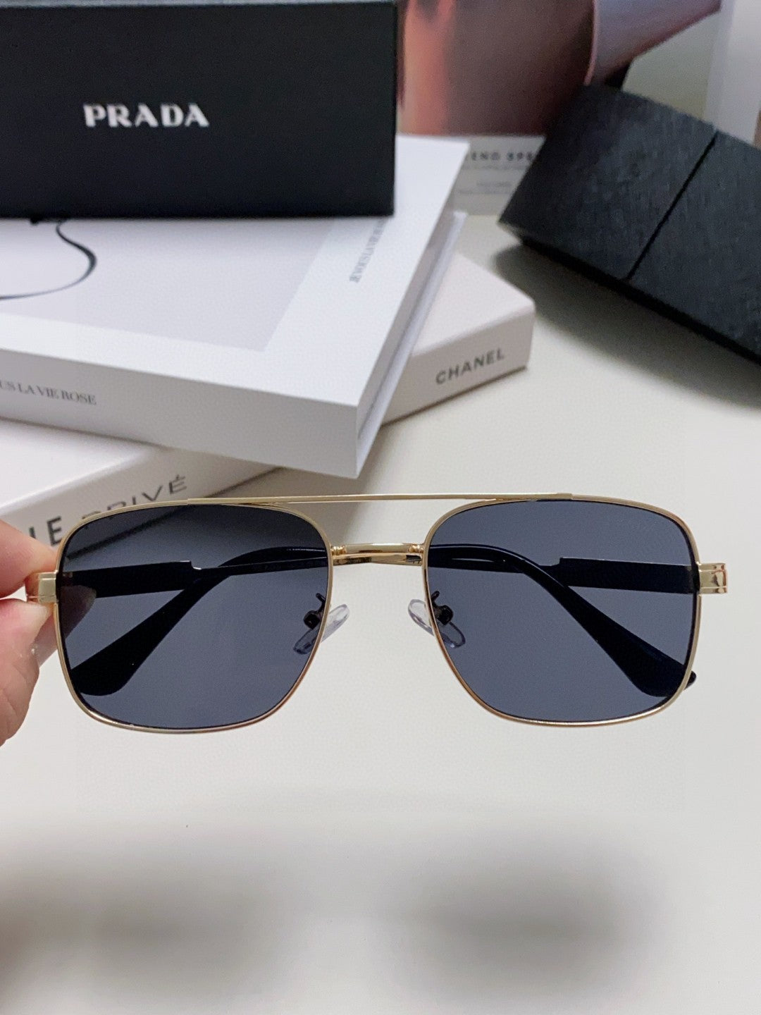 Prada Square Gray Lens Sunglasses for Men & Women - detail image 2