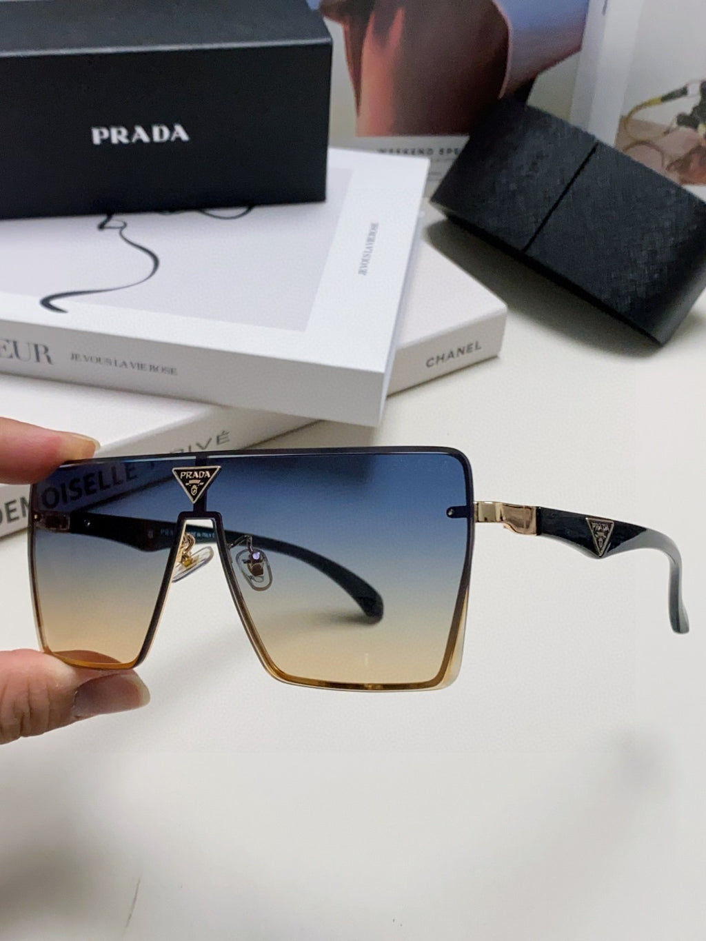 Prada Oversized Silver Lens Sunglasses for Men & Women - 998157 - detail image 5