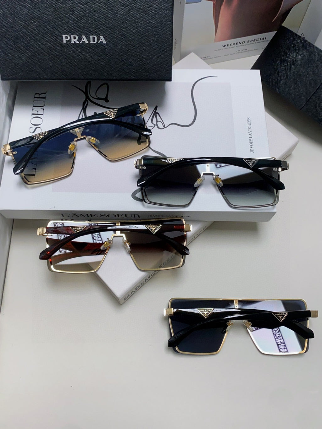 Prada Oversized Silver Lens Sunglasses for Men & Women - 487178 - detail image 8