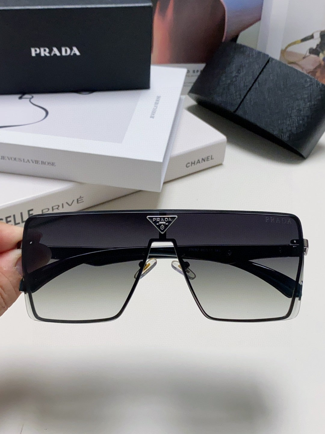 Prada Oversized Silver Lens Sunglasses for Men & Women - 487179 - detail image 3