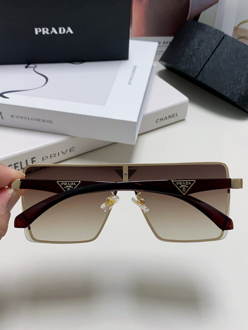 Prada Oversized Silver Lens Sunglasses for Men & Women - detail image 4
