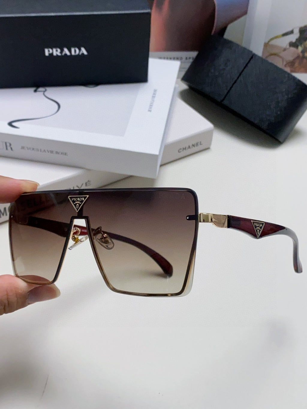 Prada Oversized Silver Lens Sunglasses for Men & Women - 998159 - detail image 5