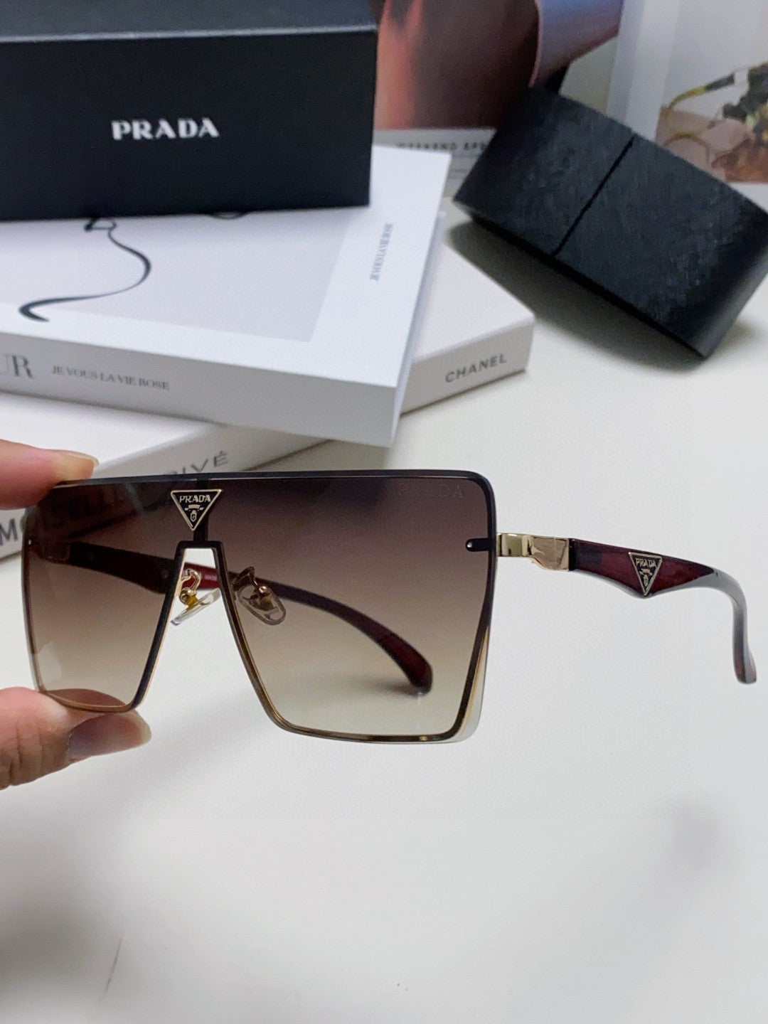 Prada Oversized Silver Lens Sunglasses for Men & Women - 998159 - detail image 5