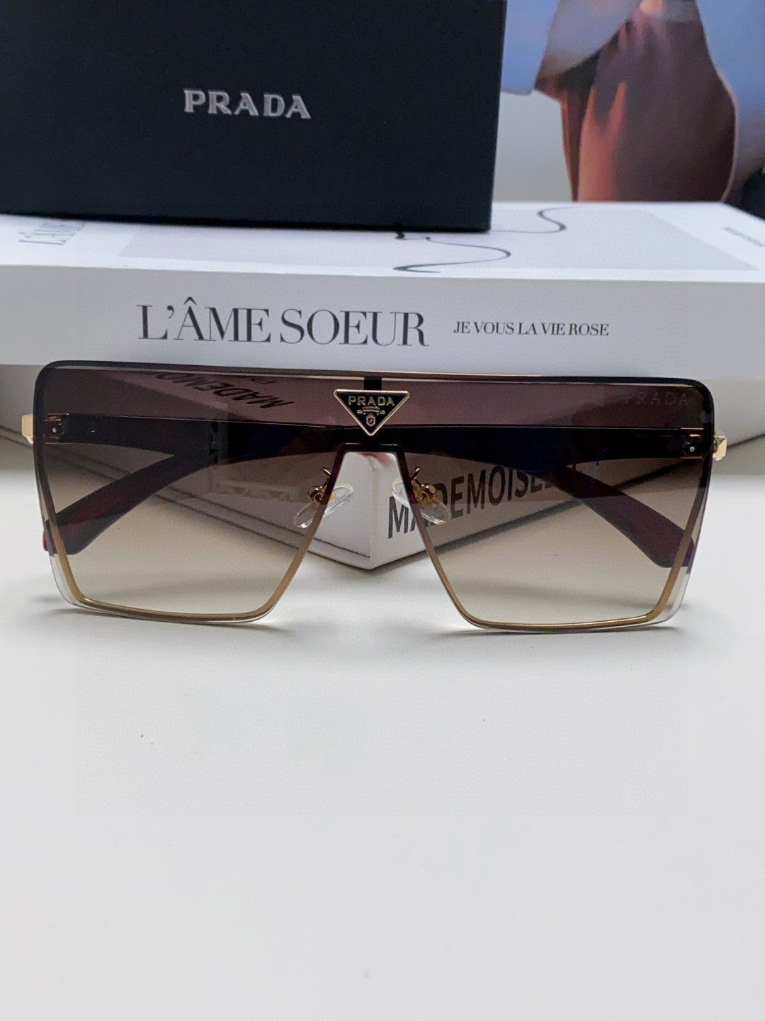 Prada Oversized Silver Lens Sunglasses for Men & Women - detail image 6