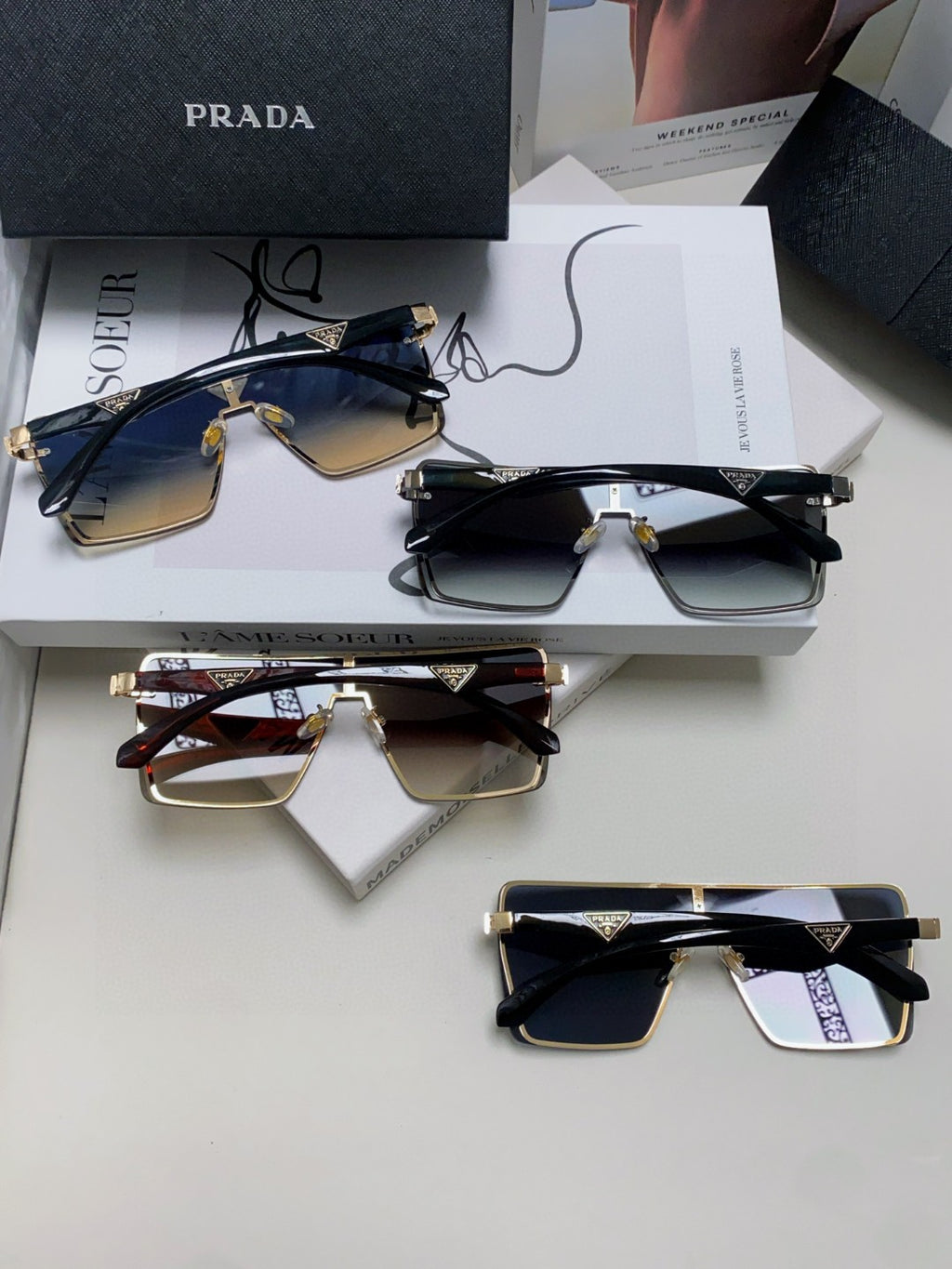 Prada Oversized Silver Lens Sunglasses for Men & Women - detail image 8