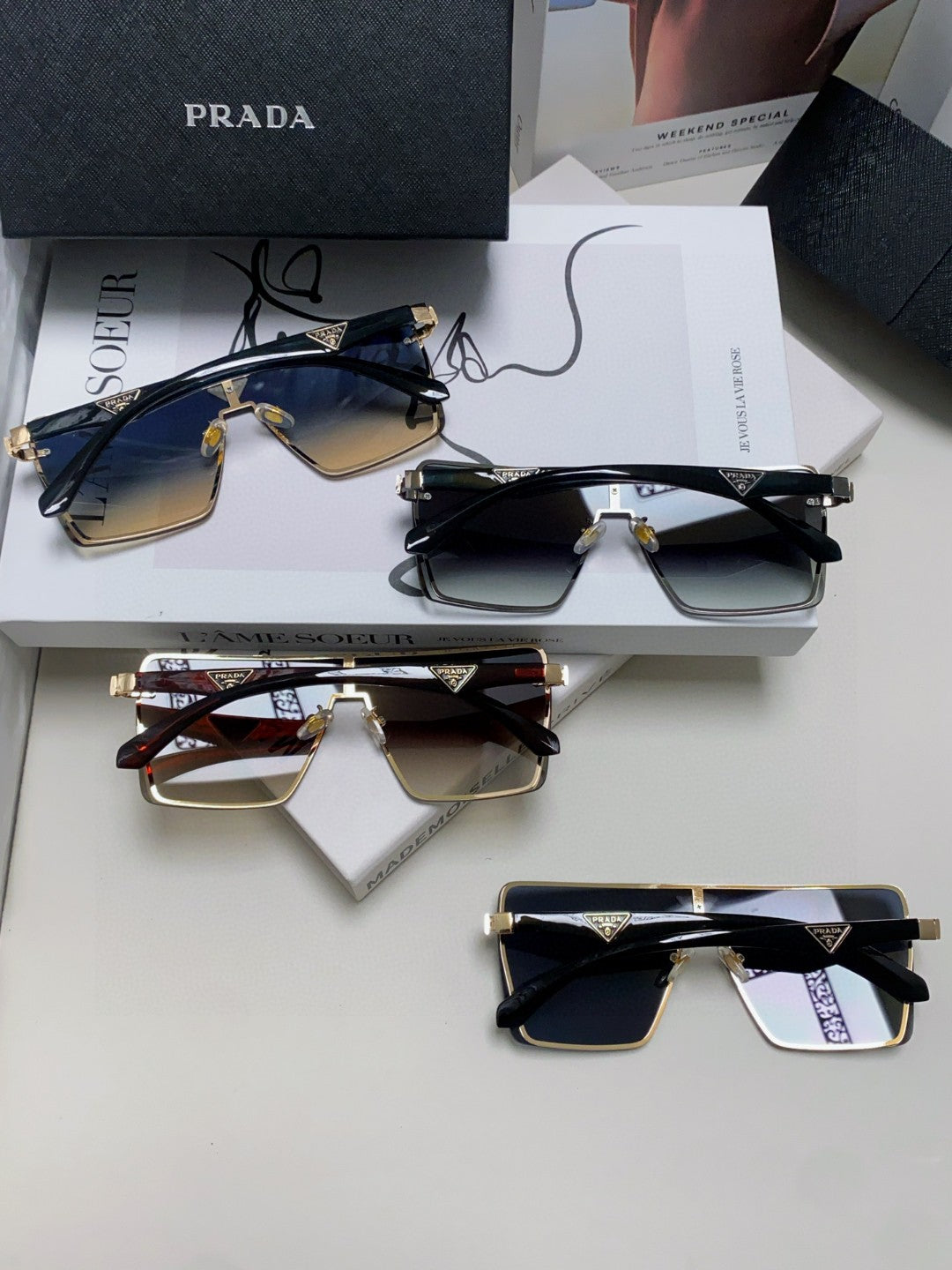 Prada Oversized Silver Lens Sunglasses for Men & Women - 998159 - detail image 8