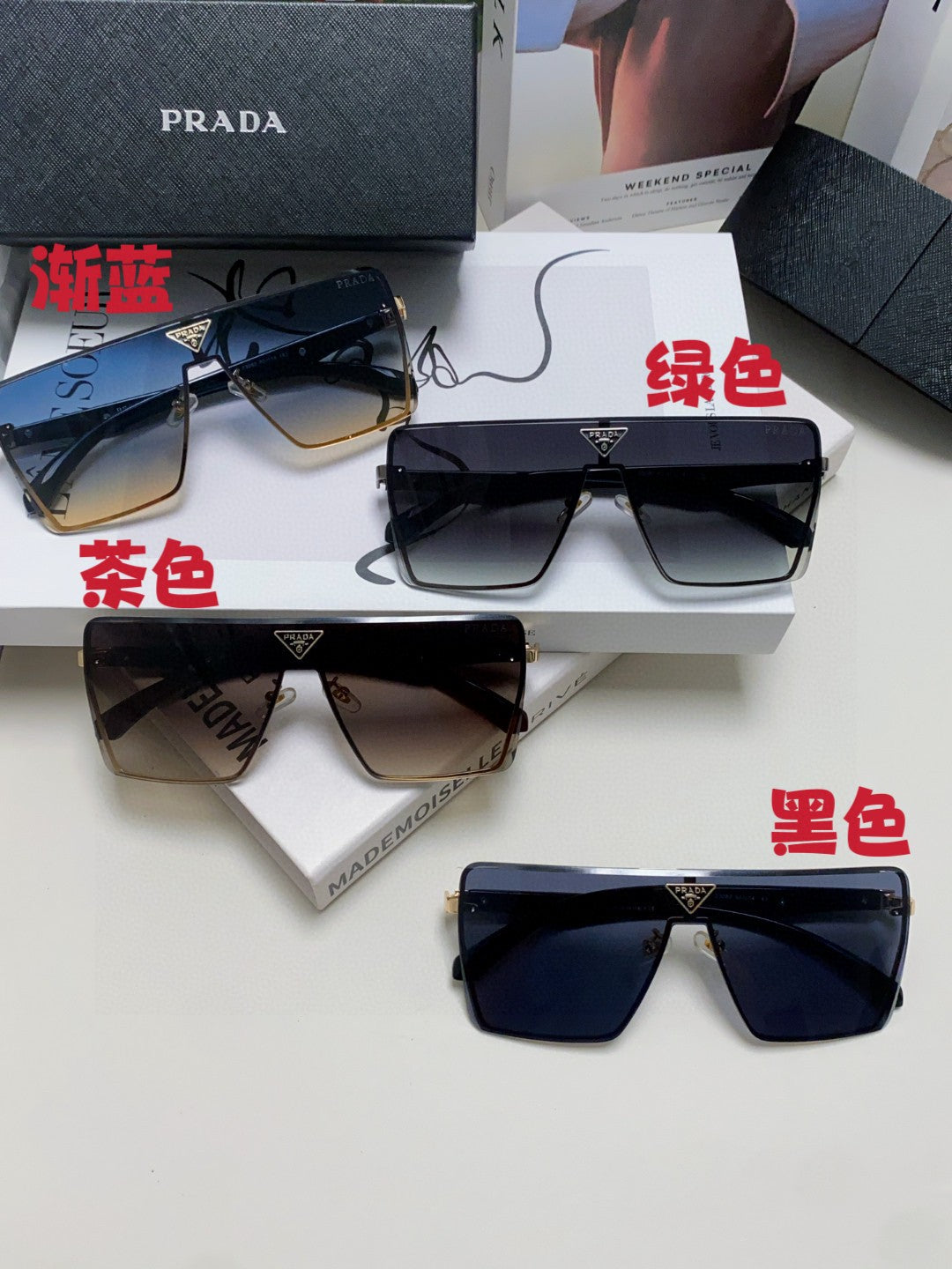 Prada Oversized Silver Lens Sunglasses for Men & Women - detail image 9