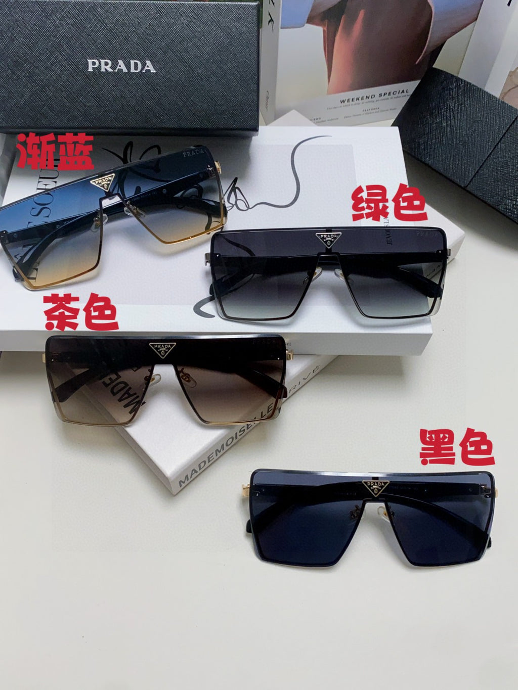 Prada Oversized Blue Lens Sunglasses for Men & Women - detail image 9