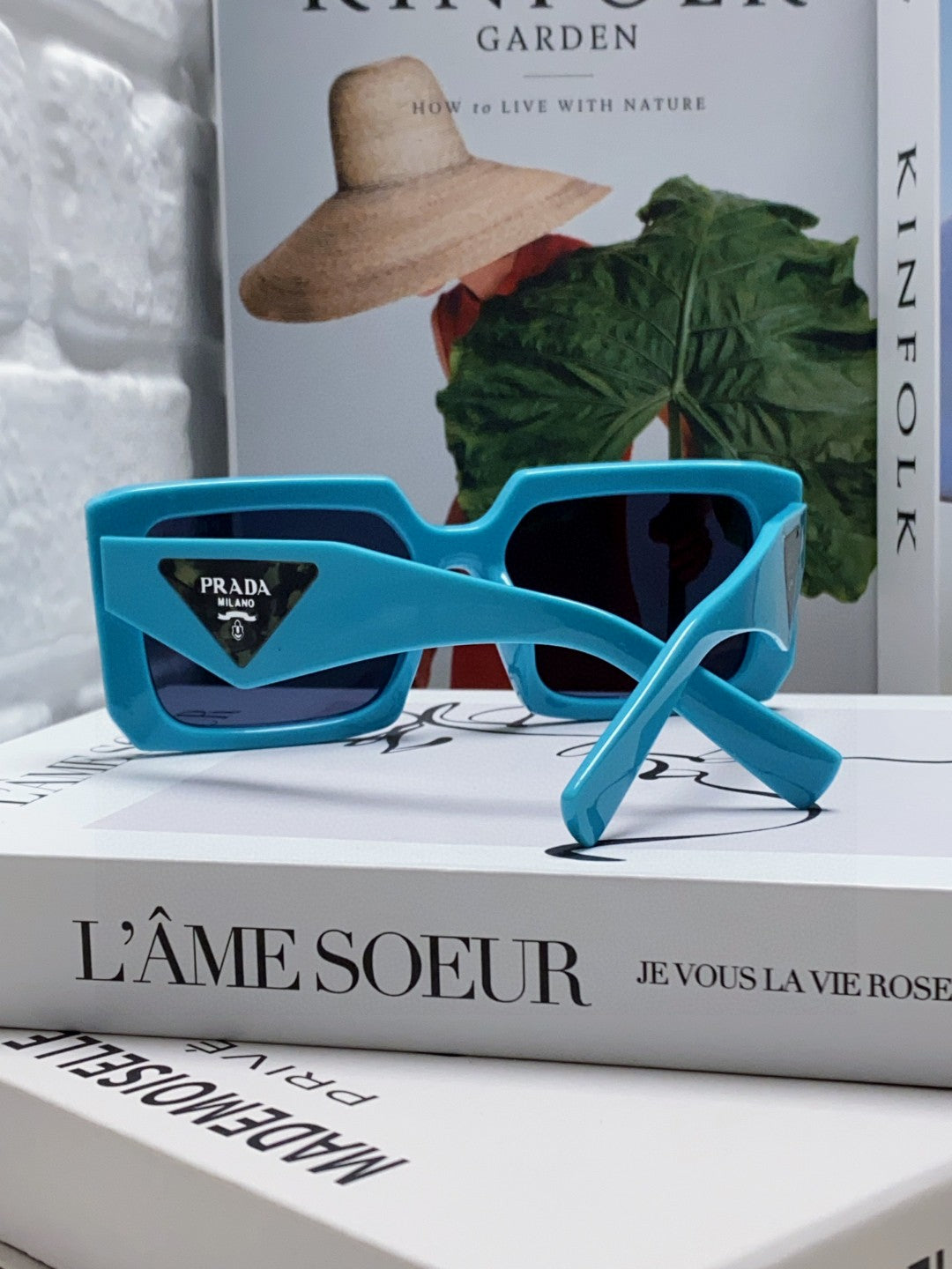 Prada Metal Oversized Blue Lens Sunglasses for Men - 487183 - detail image 2