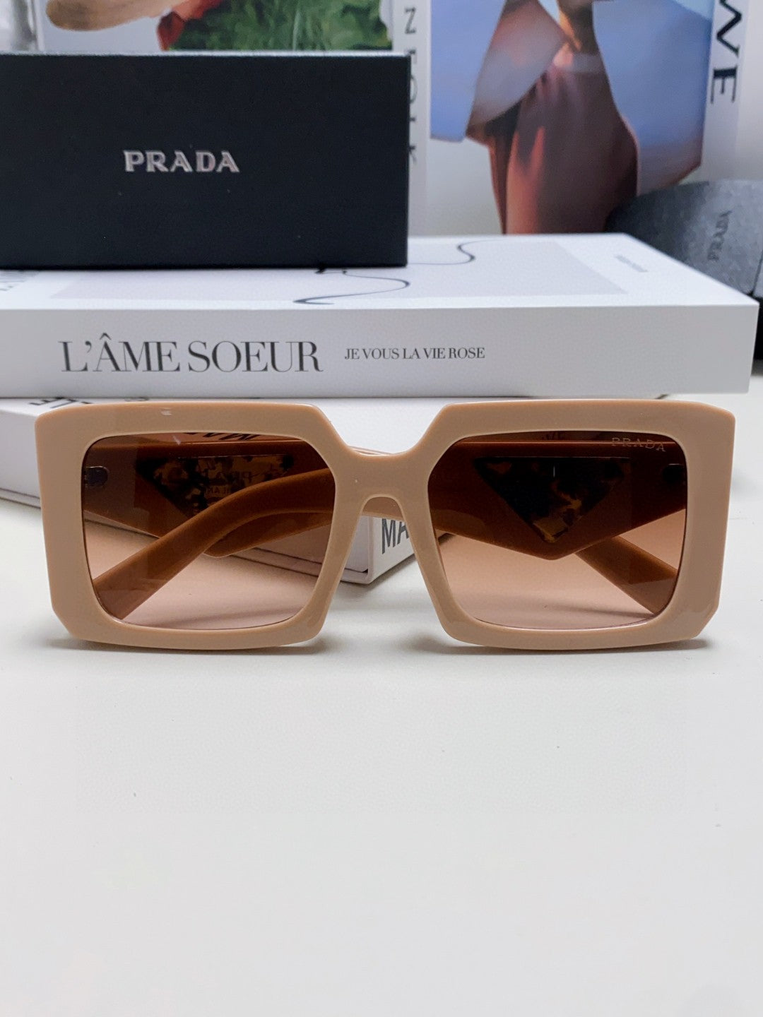 Prada Metal Oversized Red Lens Sunglasses for Men - 432169 - detail image 6