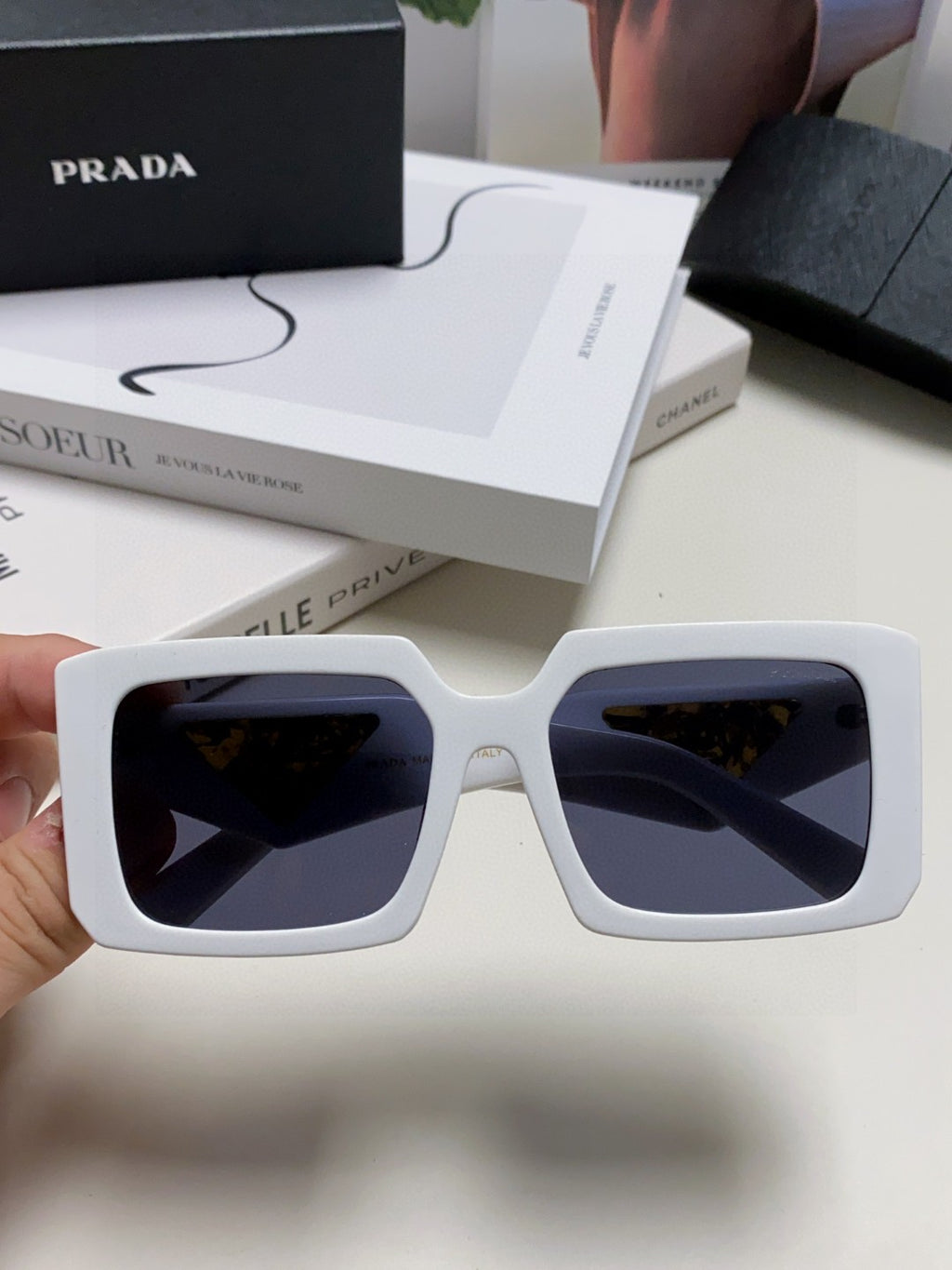 Prada Metal Oversized Silver Lens Sunglasses for Men - 432170 - detail image 3