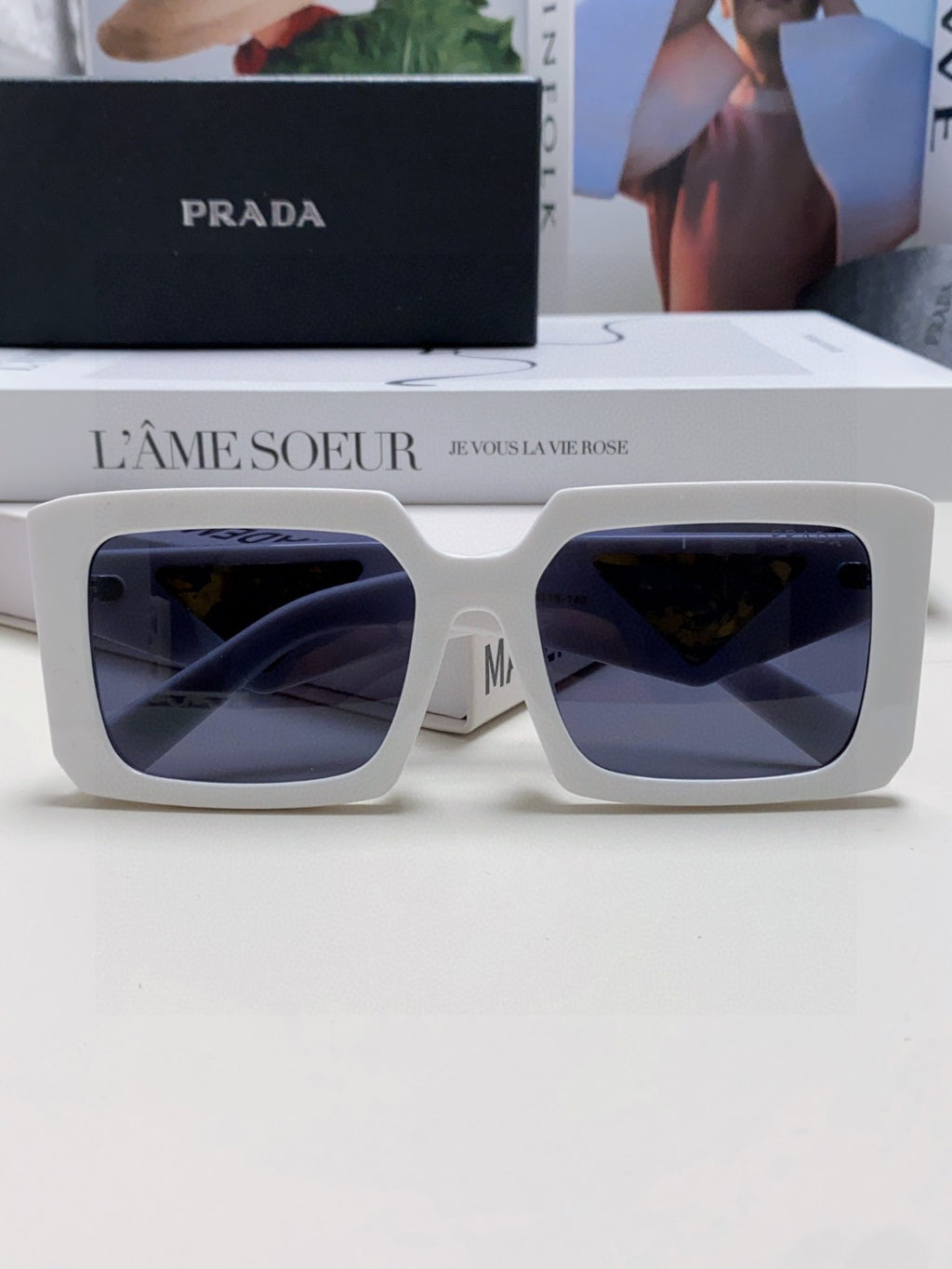 Prada Metal Oversized Silver Lens Sunglasses for Men - 432170 - detail image 6